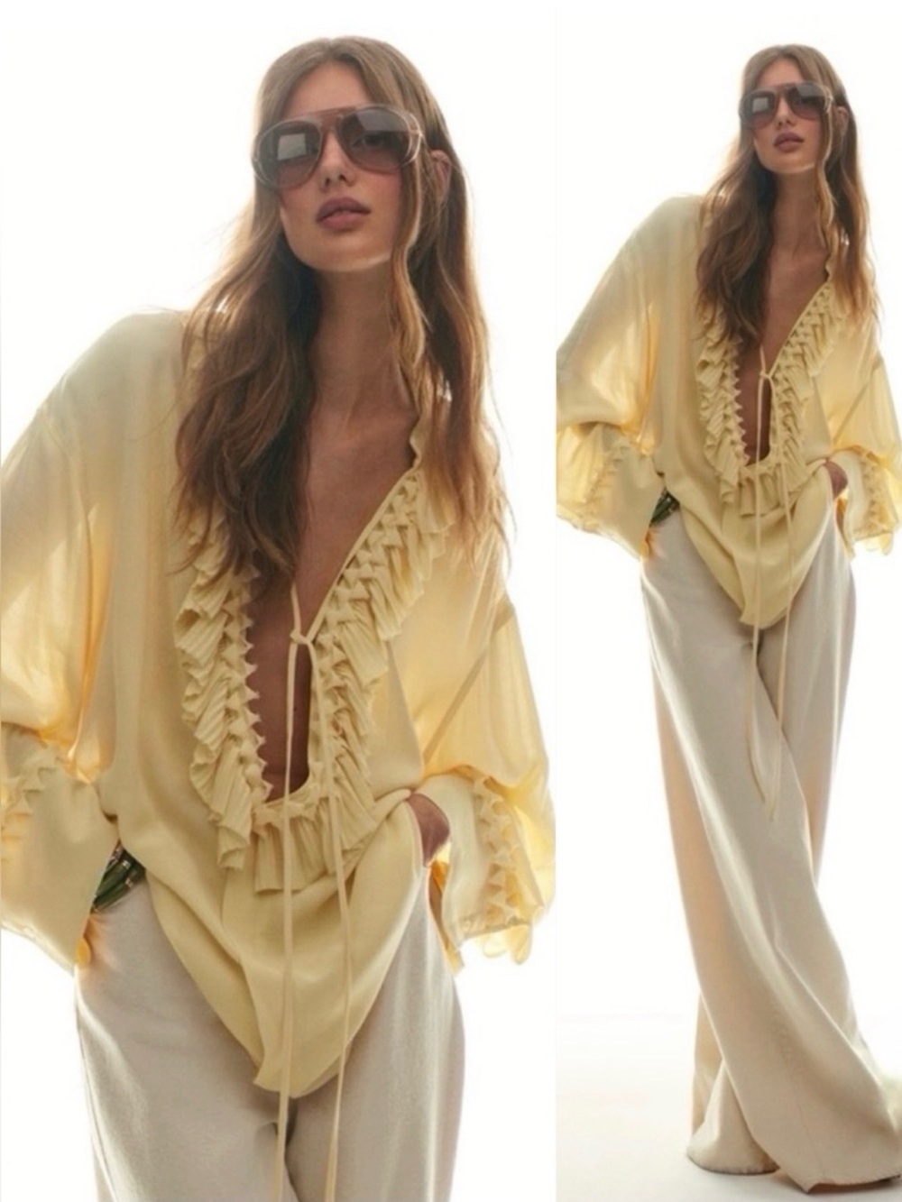 H&M Ruffled Tunic Blouse Limited Edition